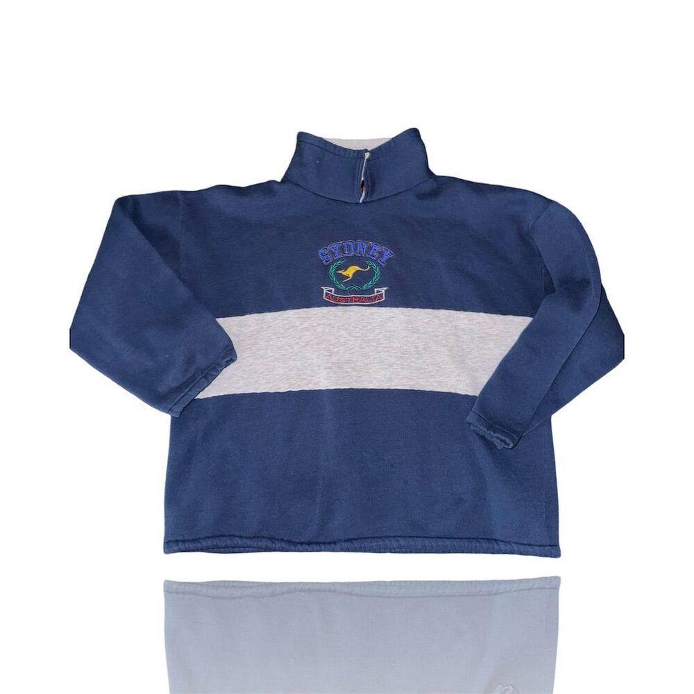 Vintage Kangaroo Sydney Australia 1/4 Zip Fleece Sweatshirt Blue Unisex Large